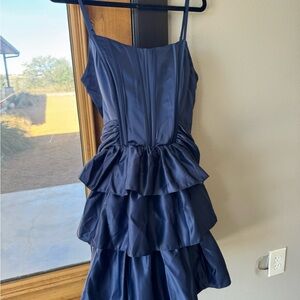 Elegant Navy Blue Tiered Dress
